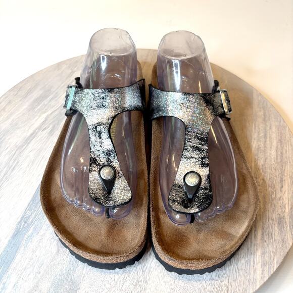 Birkenstock Birks Gizeh Black Birko-Flor Thong Sandals Shoes US Size 10 - Picture 2 of 12